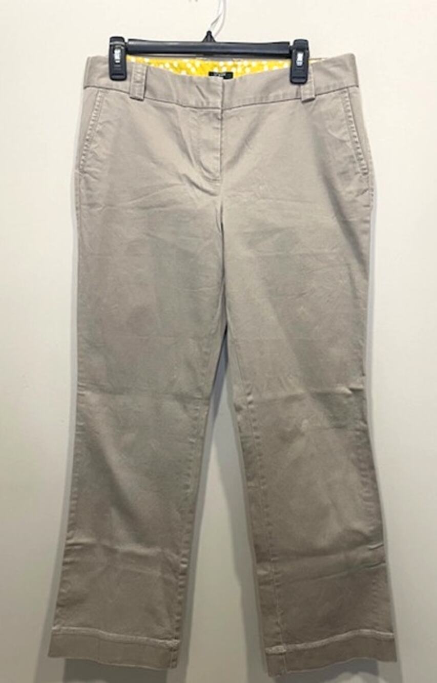 J. Crew Chino Pants City Fit Stretch Tan Preppy Women's Sz 8S